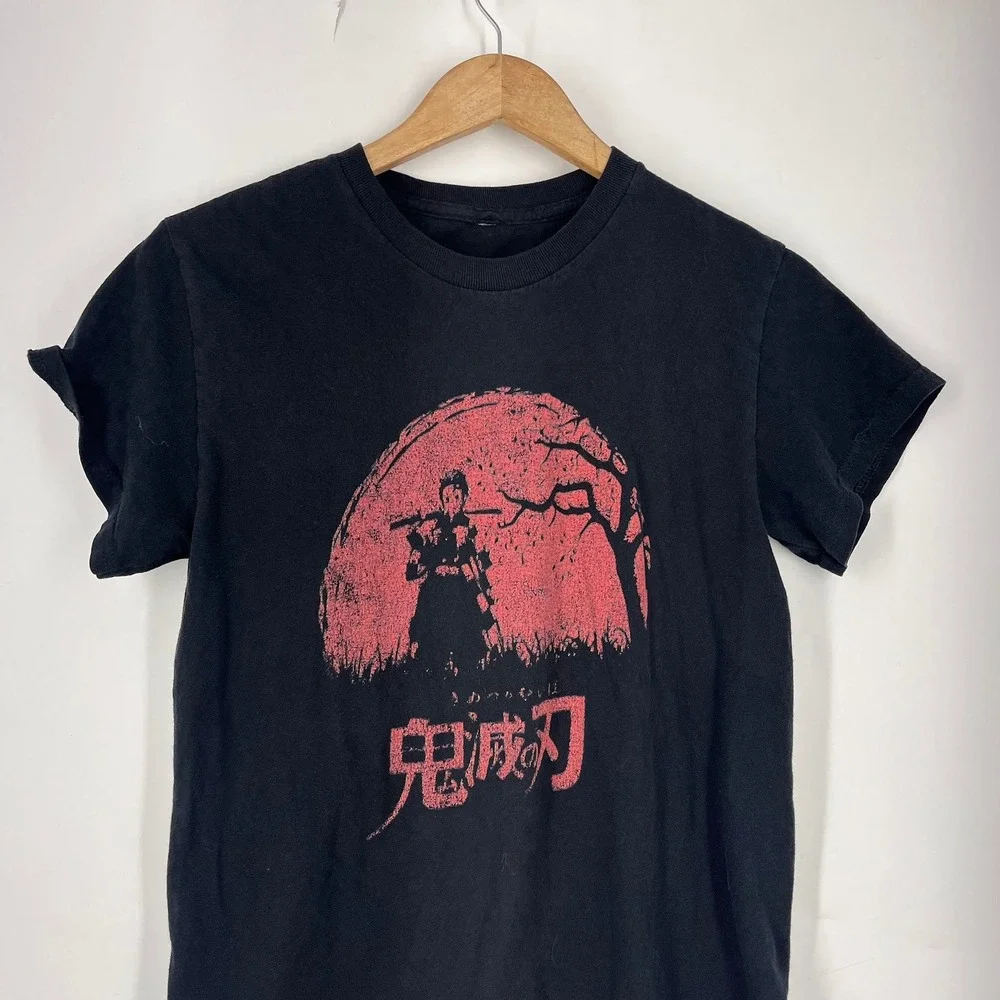 Demon Slayer Tanjiro Kamado Graphic T-Shirt Black Kids Anime Manga Tee Size‎ 12